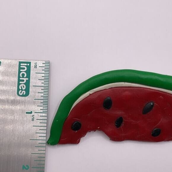 Watermelon Slice Polymer Clay Brooch Pin Handmade Red Green - Picture 4 of 4